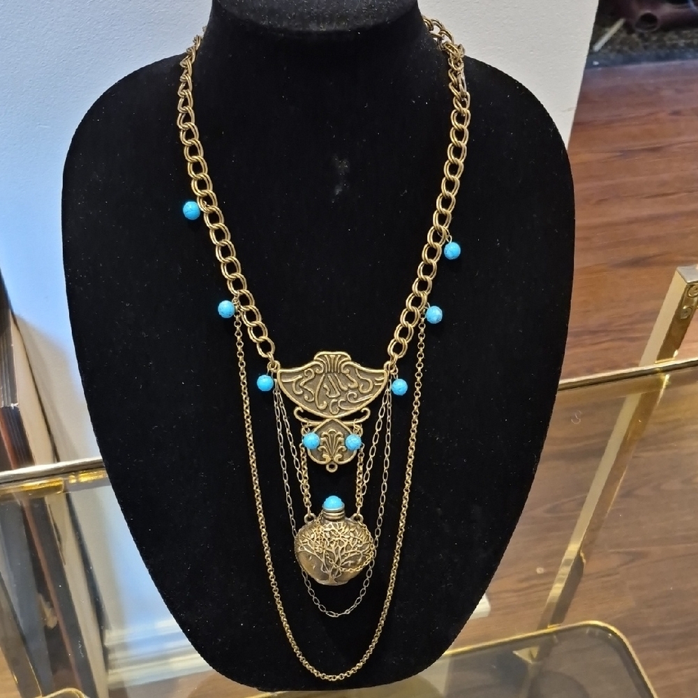 Gold and Turquoise Layered Necklace